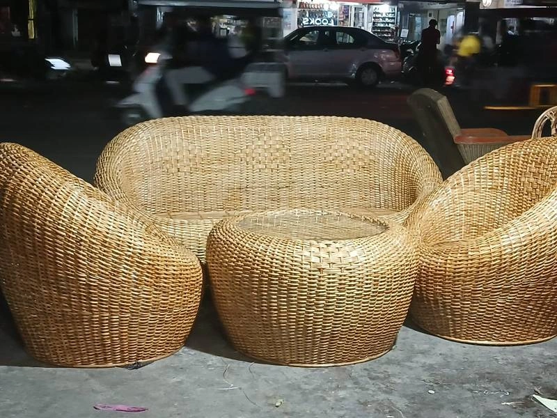 Apple Design Cane Sofa Set - Unique Furniture Chennai
